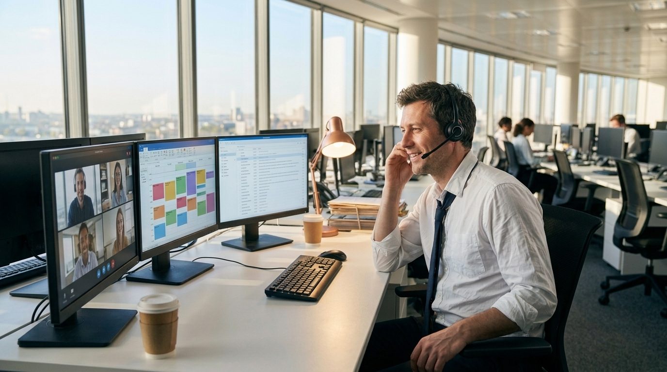 The same sales rep in the morning, with a calendar full of meetings